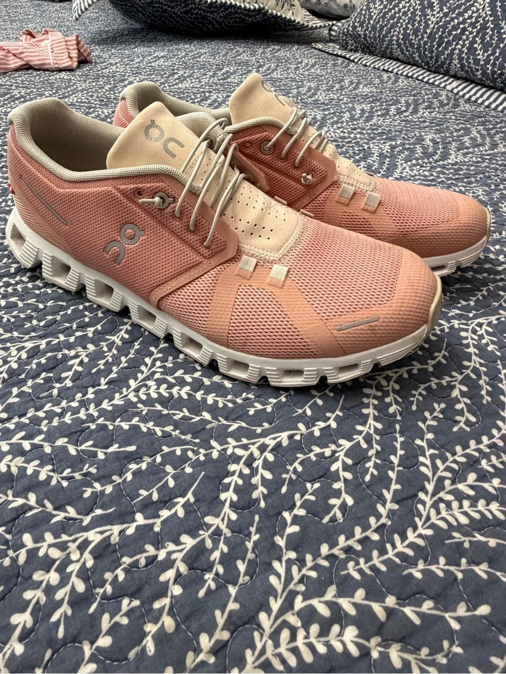 On Running Women's Coral Pink Mesh Athletic Sneakers